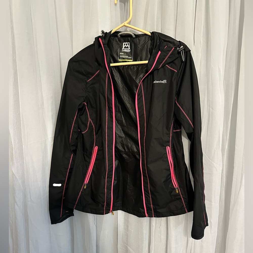 Avalanche Black Women's Hooded Rain Jacket with Pink Trim - Picture 5 of 13